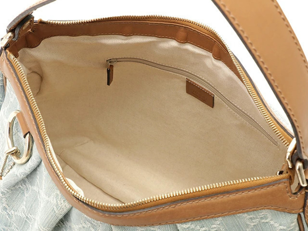 Gucci Sukey GG Hobo Bag Blue Brown Denim Leather - Picture 7 of 9